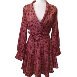 She + Sky wrap mini dress. Red and black. Large NWT